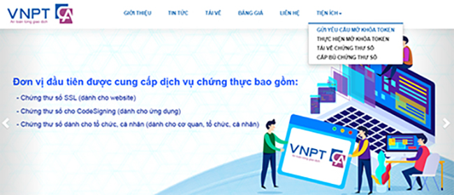 Chọn tính năng “Gửi yêu cầu mở khóa Token” để lấy lại mật khẩu chữ ký số bị mất