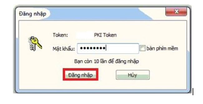 Nhập lại mã PIN và ấn Đăng nhập